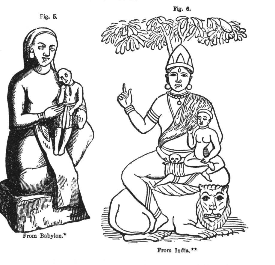 Goddess Mother and Son, from Babylon AND Goddess Mother and Son, from India