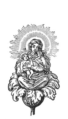 Virgin and Child sitting in Cup of Tulip
